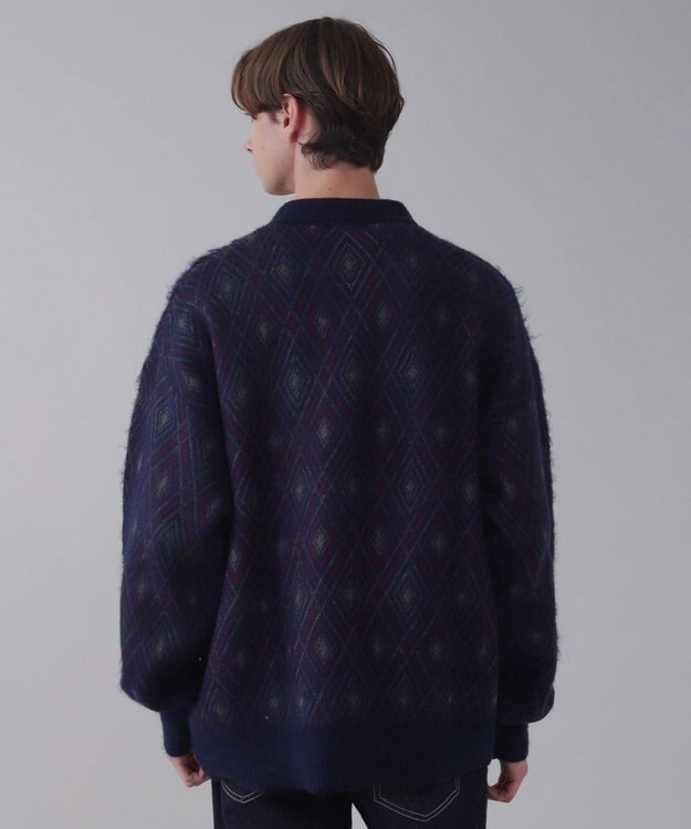 WEGO 【ユニセックス着用ITEM】アーガイルニットポロ ネイビー