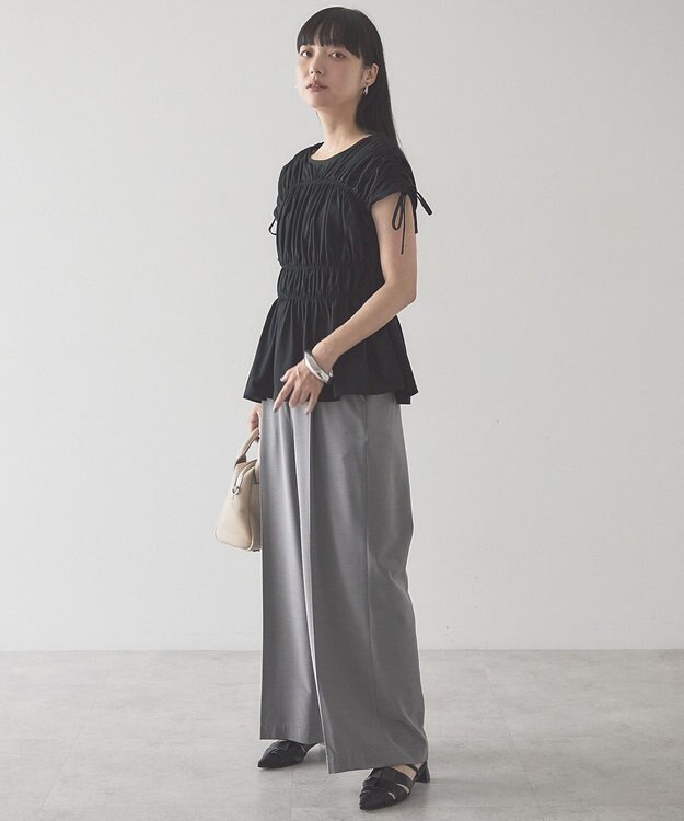AMERICAN HOLIC 【予約】シャーリングショルダーリボンプルオーバー Black