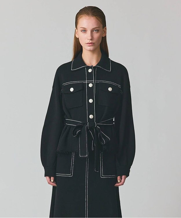 GRACE CONTINENTAL ニットワークジャケット ブラック