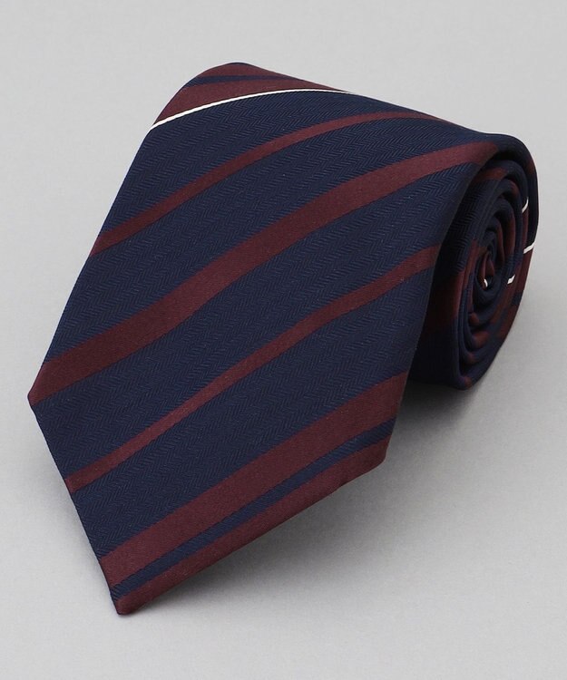 GOTAIRIKU  GOTAIRIKU別注【日本製】シルク ネクタイ_レジメンタル柄 ネイビー×ボルドー