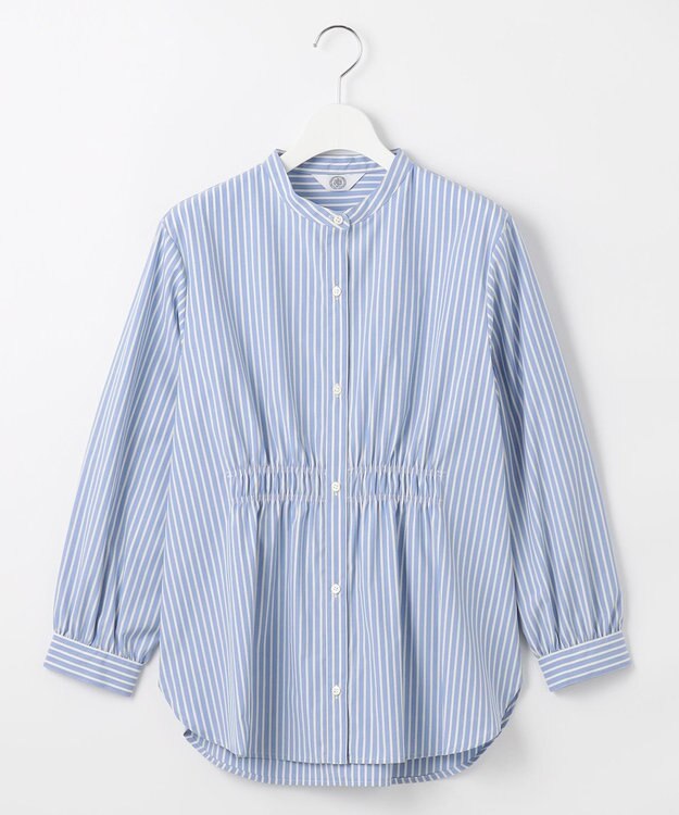 J.PRESS LADIES 【洗える・接触冷感・UVケア】エステネージュストライプ シャーリング  ブラウス サックスストライプ系