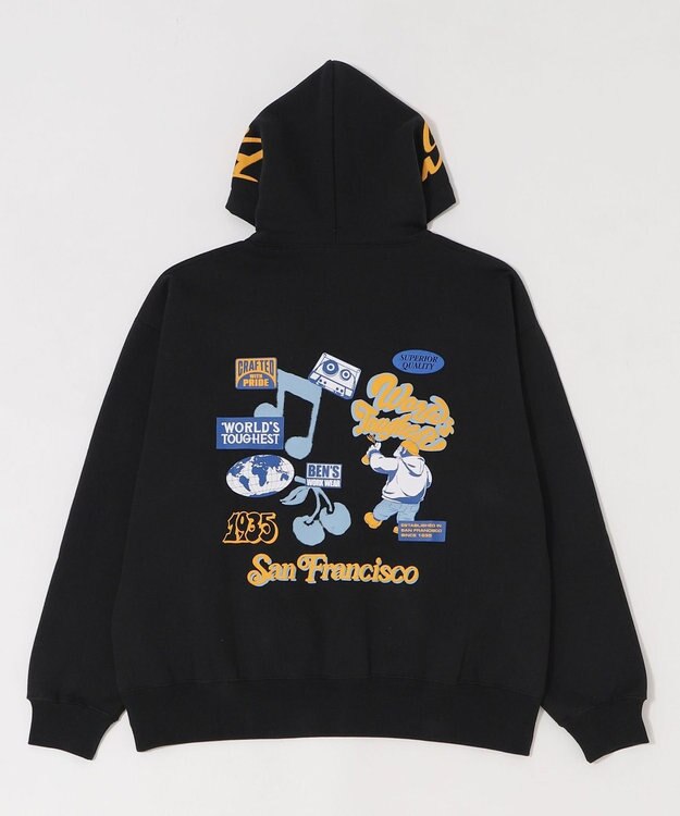 WEGO 【ユニセックス着用ITEM】別注BENDAVISグラフィックプルパーカー ブラック