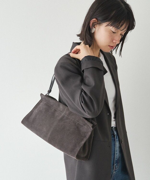 russet 【2025AW新作】スエード横長ショルダーバッグ(CE-1578) Gray