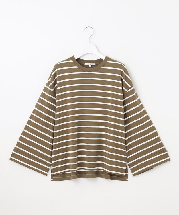 23区 【SLOW/一部店舗限定】2WAYデザイン TEE カーキxオフボーダー