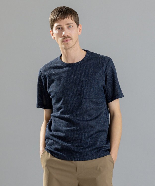 JOSEPH HOMME リネンドビージャージー　クルーネックTシャツ ネイビー系