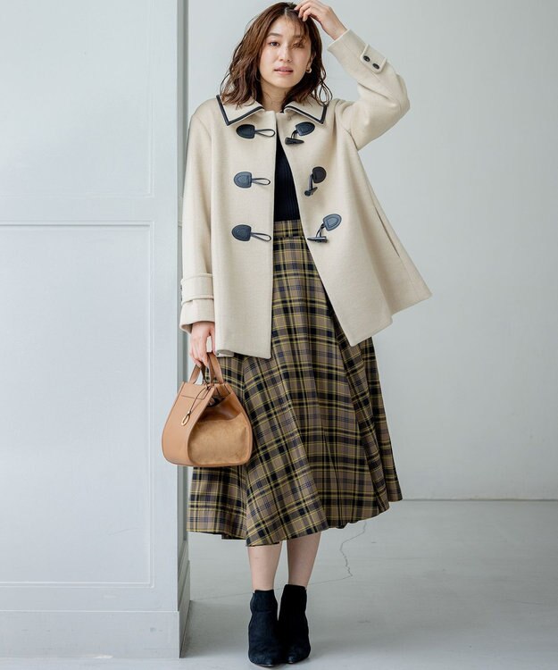 組曲 バイカラーダッフル ウールコート ベージュ系