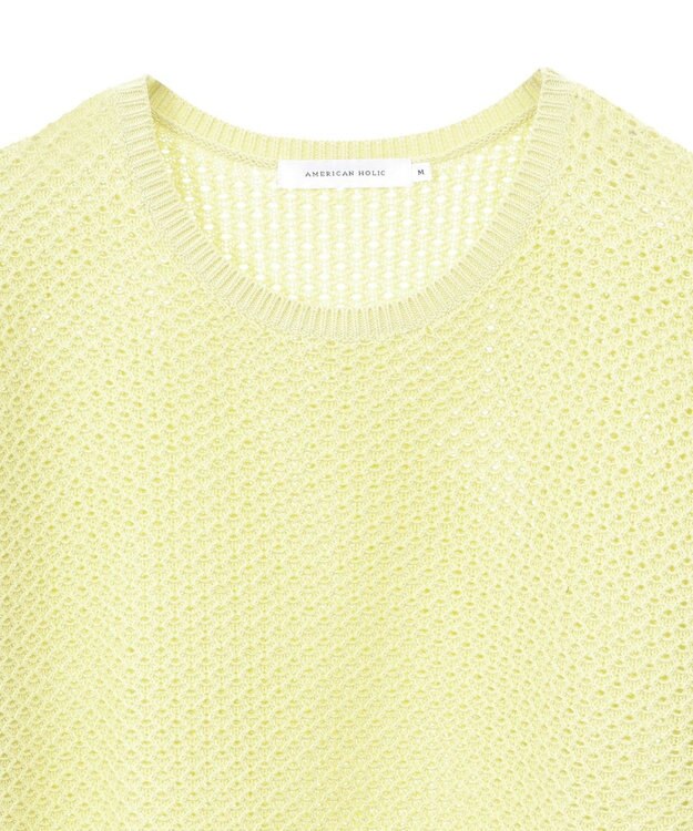 AMERICAN HOLIC 透かし編み半袖ニットプルオーバー Pistachio