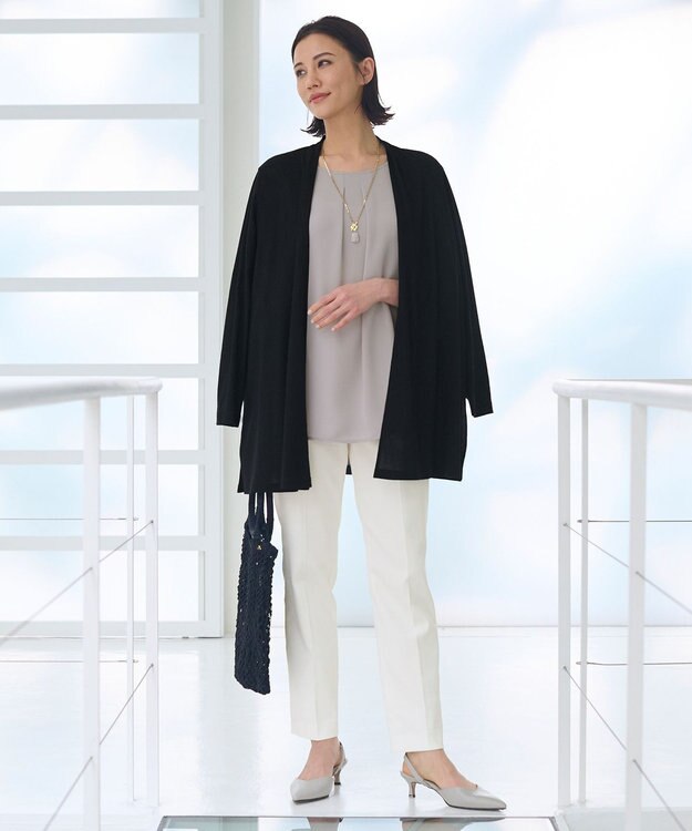 自由区 【好評につき新色追加・接触冷感・UVカット・洗える・XSサイズあり】ハンディカーディガン ロング丈 ブラック系