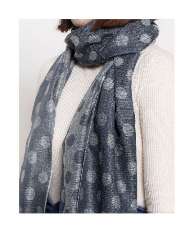 UNBILLION カシュネ cache nez / ドット柄ジャカードストール ネイビー