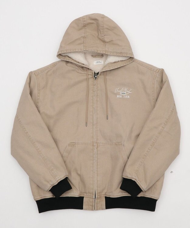 WEGO 【ユニセックス着用ITEM/MLサイズ展開】ワーカーズボアフードブルゾン ベージュ