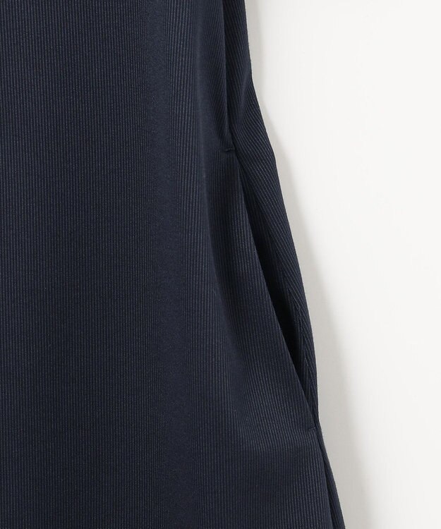 J.PRESS LADIES L 【洗える・吸水速乾】セオアルファピケストライプ ワンピース ネイビー系