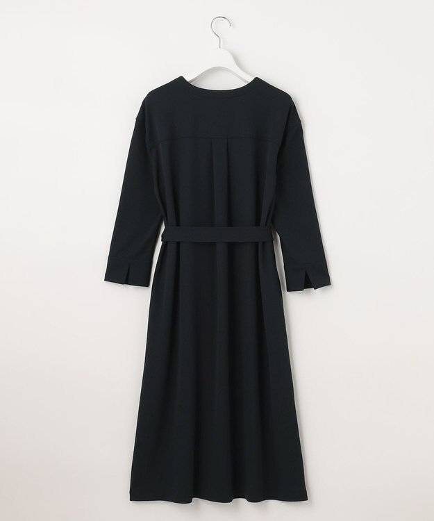 自由区 【洗える】アムンゼンジャージー Vネックワンピース ネイビー系