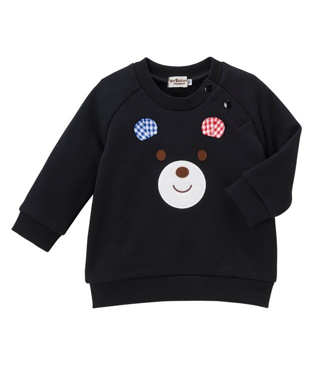 MIKI HOUSE HOT BISCUITS 【70-110cm】 顔ドン ラグラントレーナー 黒