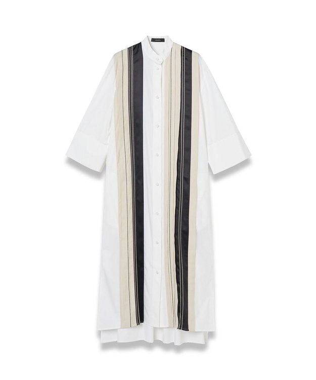 JOSEPH 【洗える】ポプリンカラーブロック　シャツドレス B&W Quail