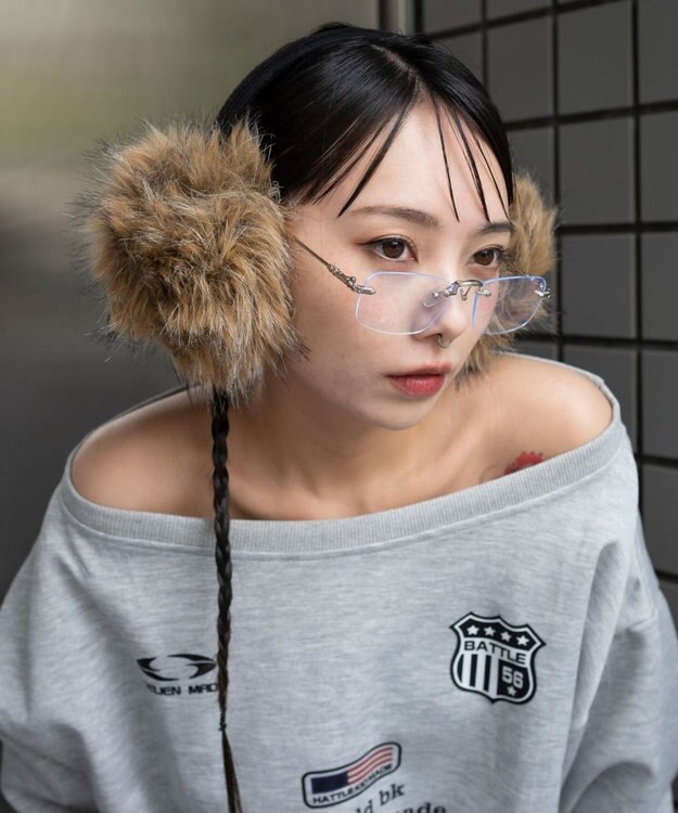 WEGO ボリュームMIXファーイヤーマフ ブラウン