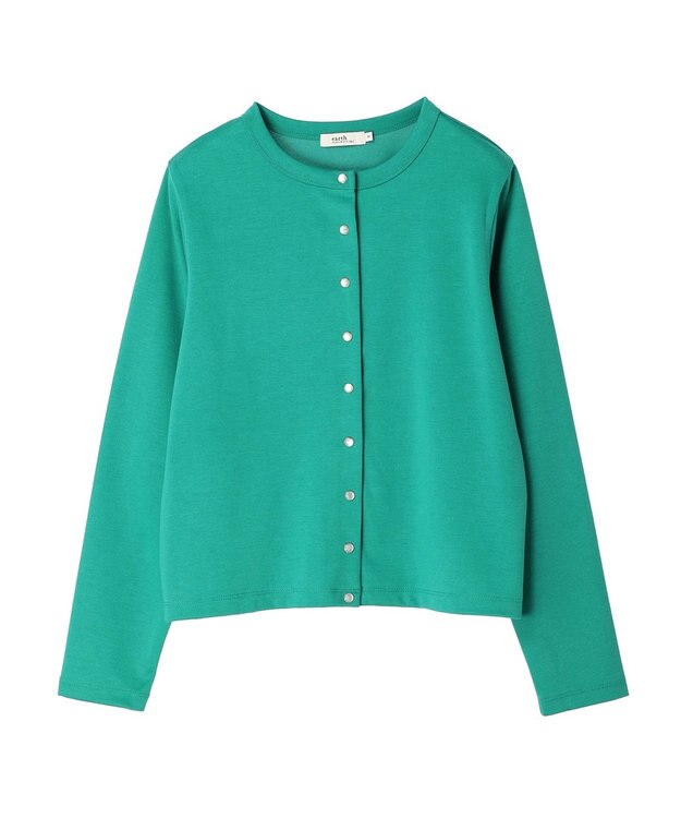 earth music&ecology パールスナップボタンカーディガン Green