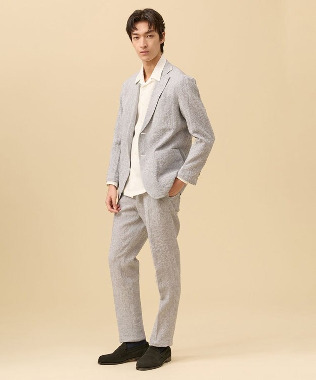 J.PRESS MEN 【SHACKET】ストレッチリネンサッカー ジャケット ネイビー系1