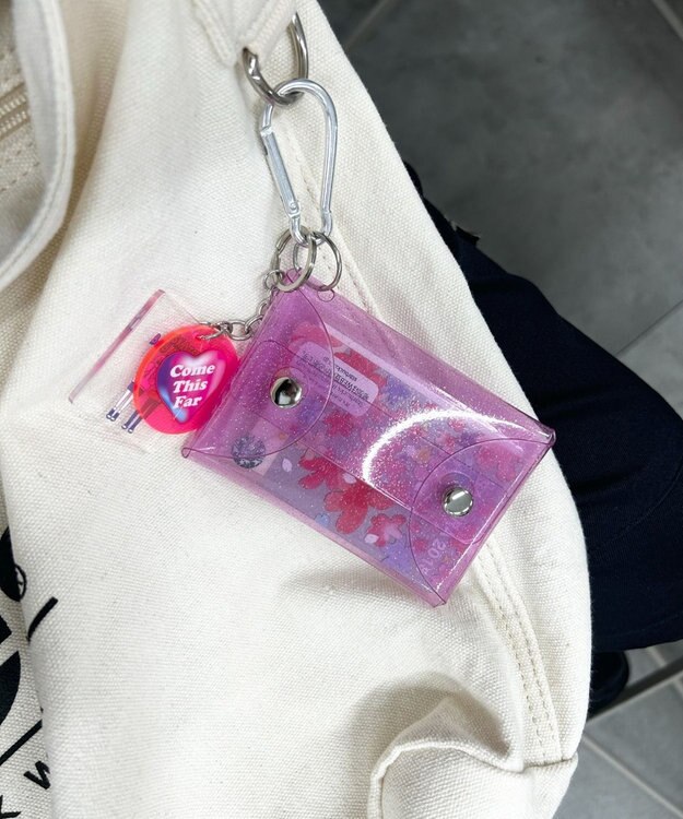 WEGO カラビナ付きミニポーチ ピンク