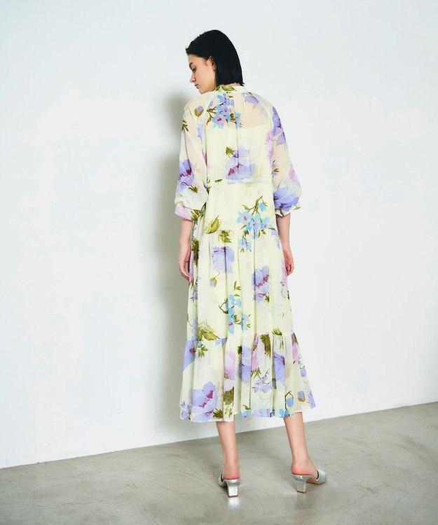 GRACE CONTINENTAL ビッグボタニカルシャツワンピース イエロー