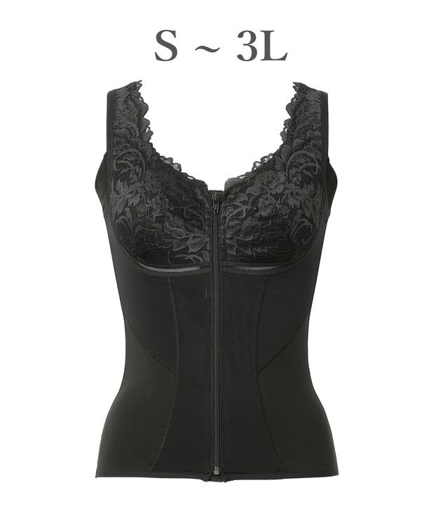 BRADELIS New York 【BRADELIS NewYork peace】細みえフロントファスナー綿混ブラキャミ25 補正下着 カップ付き キャミソール ブラトップ シェイパー