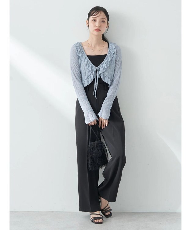 earth music&ecology タックストレートパンツ Black