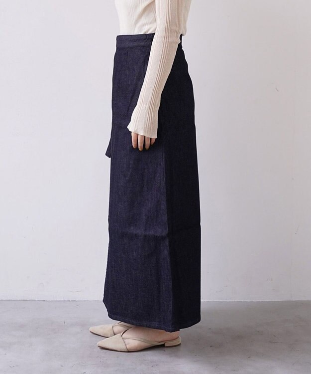 woadblue サイズ追加 ＜坪田あさみさんコラボ＞デニムラップスカート DARK BLUE