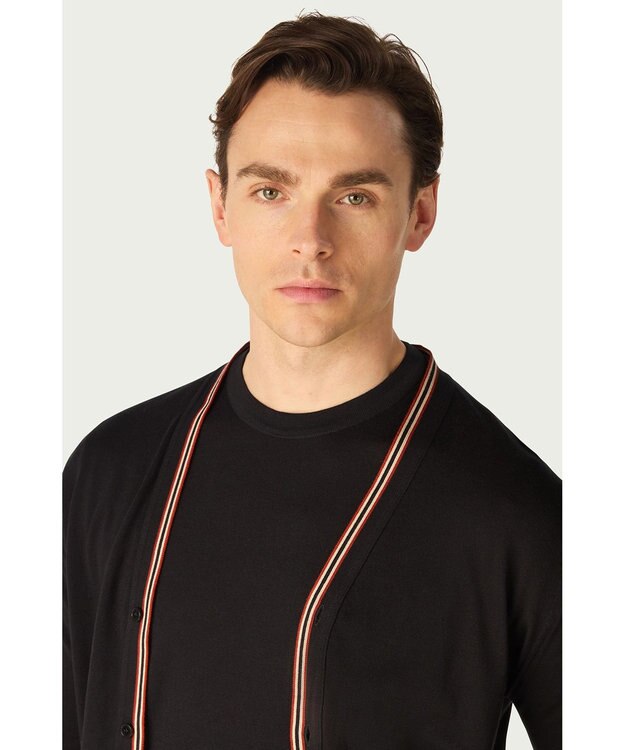 DAKS John Smedley for DAKS ハウスストライプカーディガン ブラック