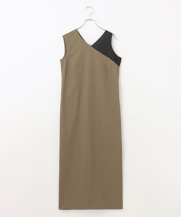 #Newans モダンバイカラーワンピース カーキ×ブラック