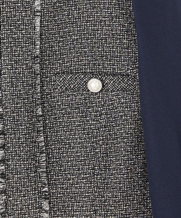 Feroux 【洗える】ツイードコンビミディ ワンピース ネイビー系