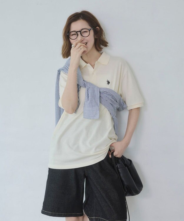 WEGO 【ユニセックス着用ITEM/SMLサイズ展開】U.S. POLO ASSN.別注ポロシャツ ホワイトアイボリー