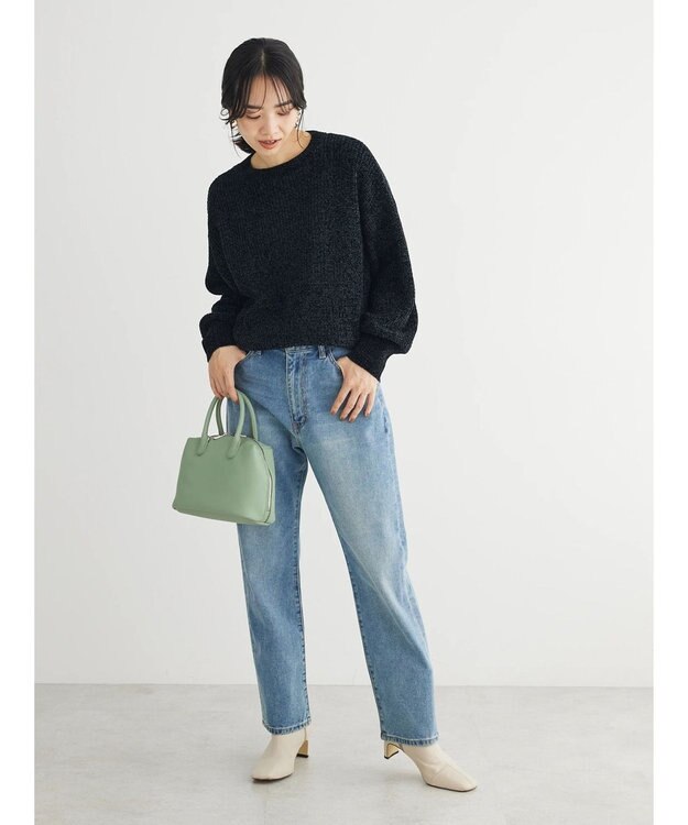 Green Parks ベロアモールニットプルオーバー Black