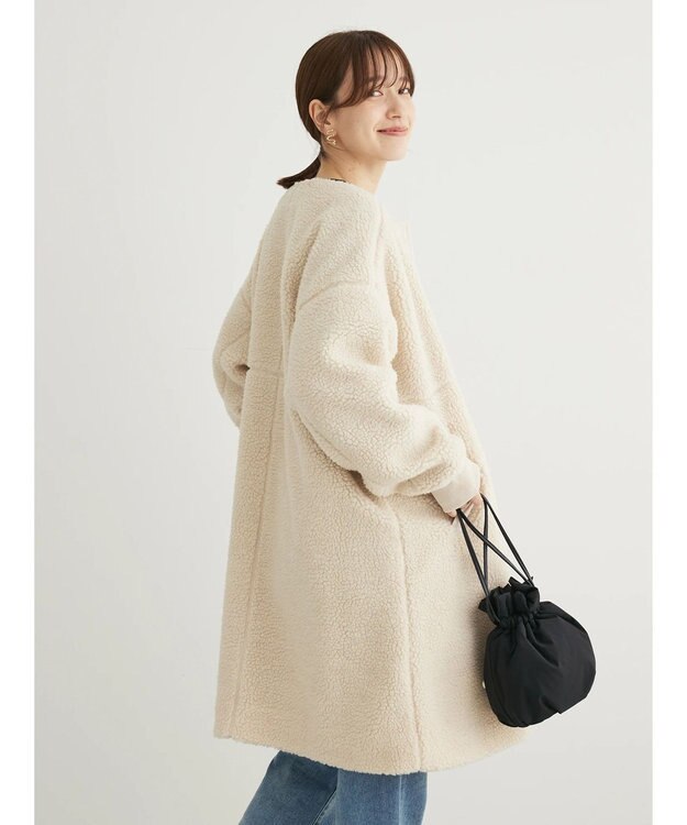 Green Parks ロングボアコート Ivory