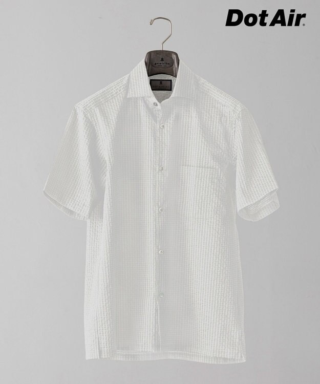 GOTAIRIKU リラックスシルエット【高通気性/吸水速乾】ドッツエアー クールマックスサッカーシャツ ホワイト系