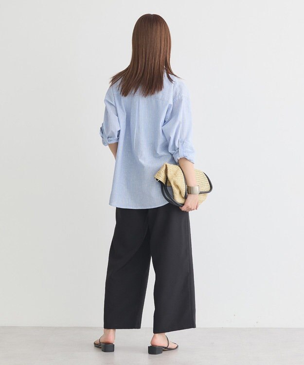 earth music&ecology 【接触冷感】綿麻混ベーシックシャツ Stripe