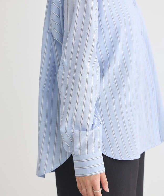 earth music&ecology 【接触冷感】綿麻混ベーシックシャツ Stripe