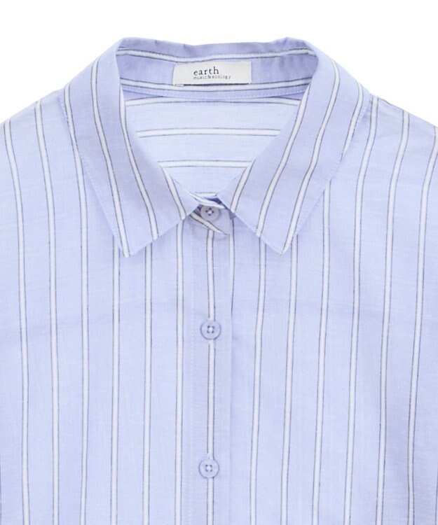 earth music&ecology 【接触冷感】綿麻混ベーシックシャツ Stripe