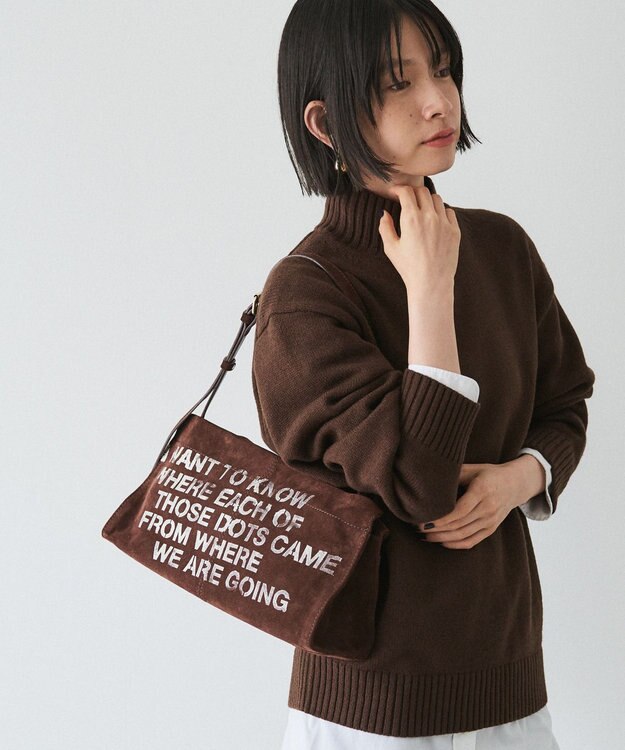  ステンシルデザインスエード横長ショルダーバッグ(CE-1640)