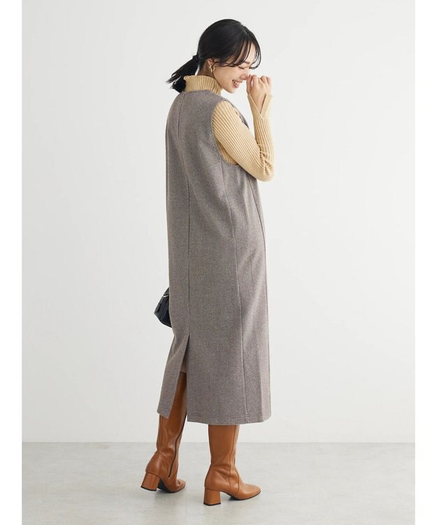 Green Parks 柄圧縮ポンチキーネックジャンスカ Brown