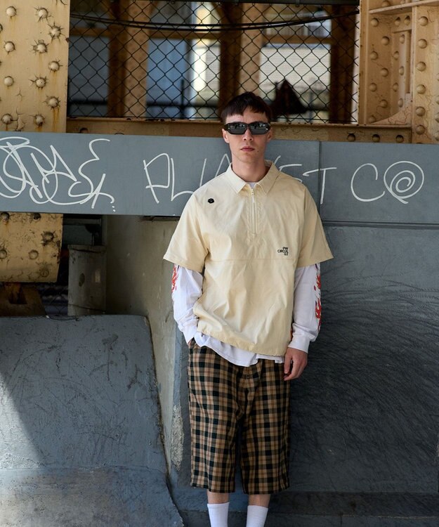 PW CIRCULUS 【撥水加工/ ストレッチ】【MEN】ハーフジップシャツ ゴルフ アイボリー系