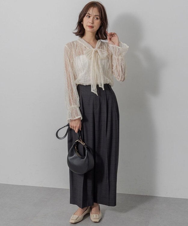 組曲 【前後着用可】チュールフリル ブラウス アイボリー系