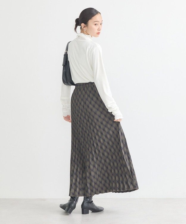 earth music&ecology すきな丈Ｔ／Ｒプリーツスカート Check Brown