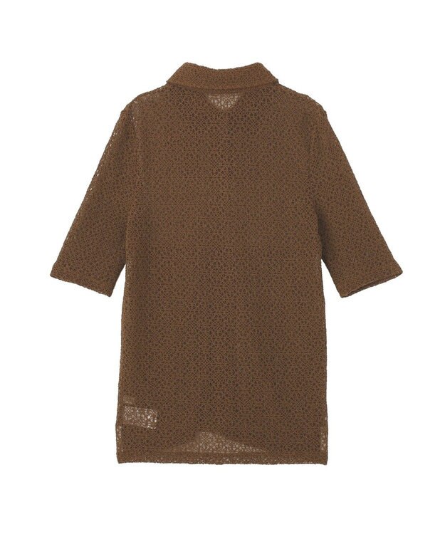 earth music&ecology ストレッチレース襟付シャツ Brown