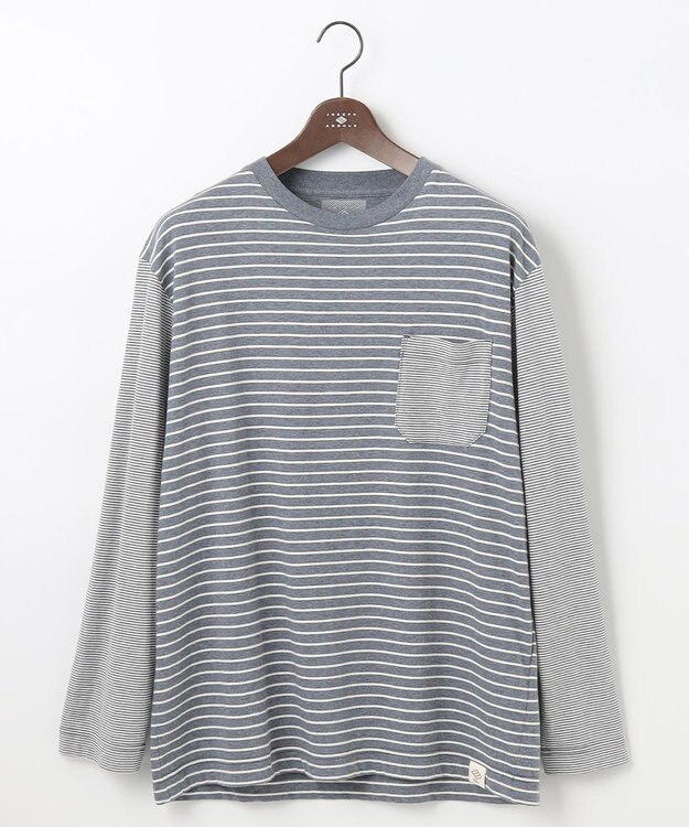 JOSEPH ABBOUD MOUNTAIN 【SPACE／UNISEX】OGコットンボーダークレイジー  カットソー ダルブルー系2