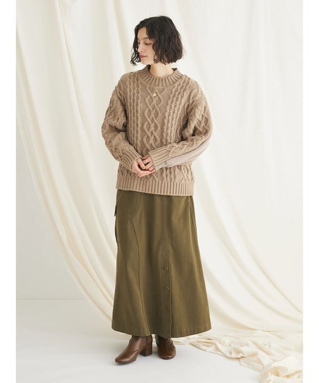 CRAFT STANDARD BOUTIQUE 綿ピーチカーゴスカート Khaki
