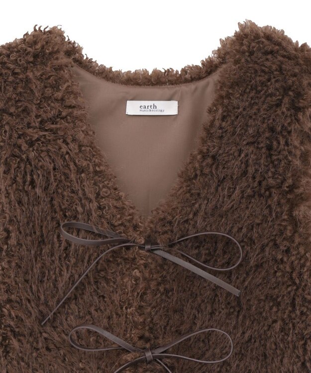earth music&ecology フェイクファーショートジレ Brown