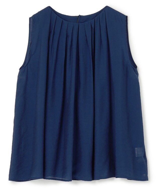 UNFILO ヴィンテージシアー プリーツブラウス ブルー