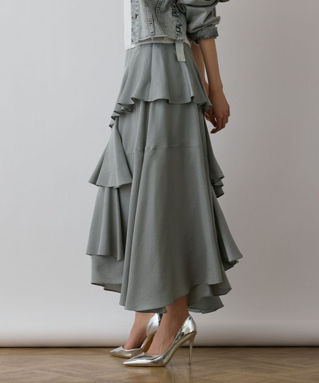 GRACE CONTINENTAL イレヘムサテンスカート グリーン