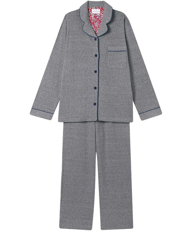 une nana cool 【綿100%】やわらか杢フライスパジャマ MADE WITH LIBERTY FABRIC チャコールグレー