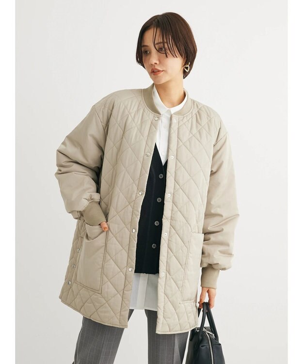 Green Parks 撥水加工　中綿キルトミドル丈コート Light Beige