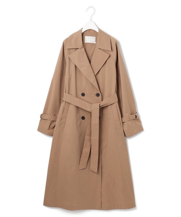 ICB 【撥水加工】 メモリーストレッチタフタ トレンチコート アンバーベージュ系